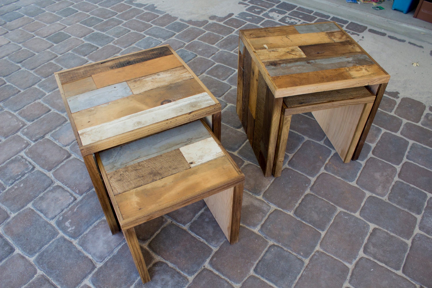 Reclaimed Pallet and Barn Wood Nesting Tables coffee side