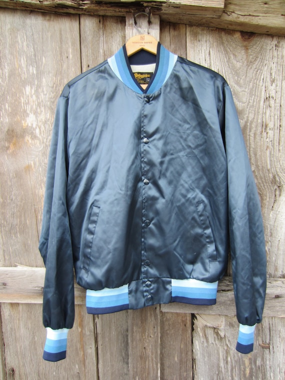 70s Shiny Blue Swingster Baseball Jacket by YearsSinceYesterday