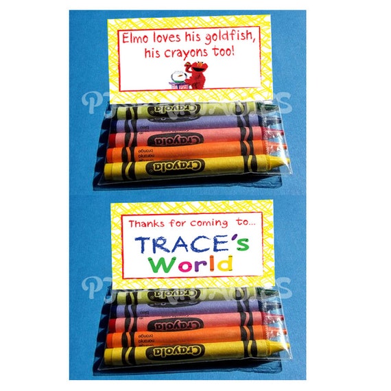 Elmo s World Goldfish Crayons Favor Bag Fold Over Signs