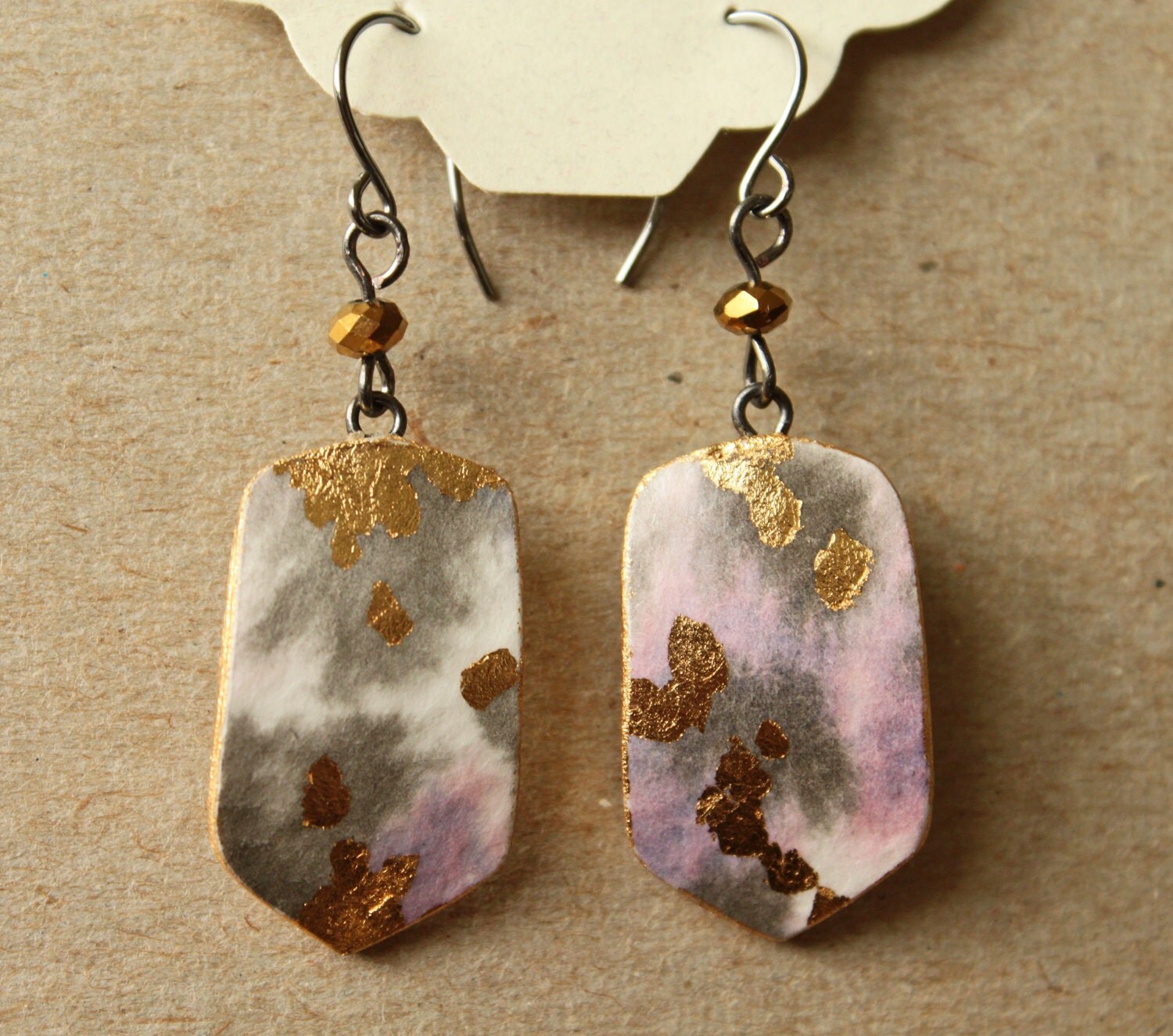 Birdsong Small Handmade Watercolor Paper Earrings