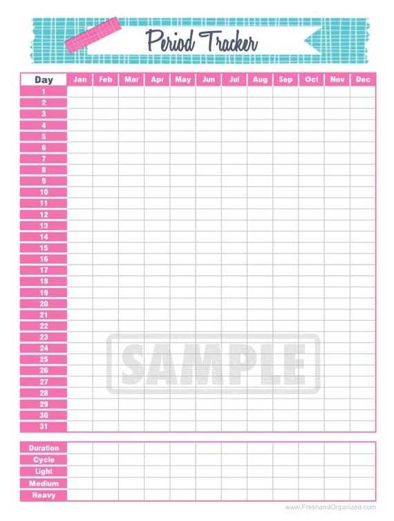 Period Tracker Menstrual Cycle Tracker Printable INSTANT