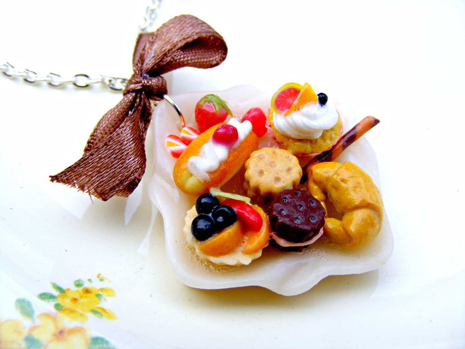 Polymer Clay Cake Necklace Polymer Clay Jewelry by Sweetystuff