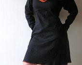 Mini Dress With Scarf - Black  - Psy - Long Sleeve Dress - Tunique - Stretches