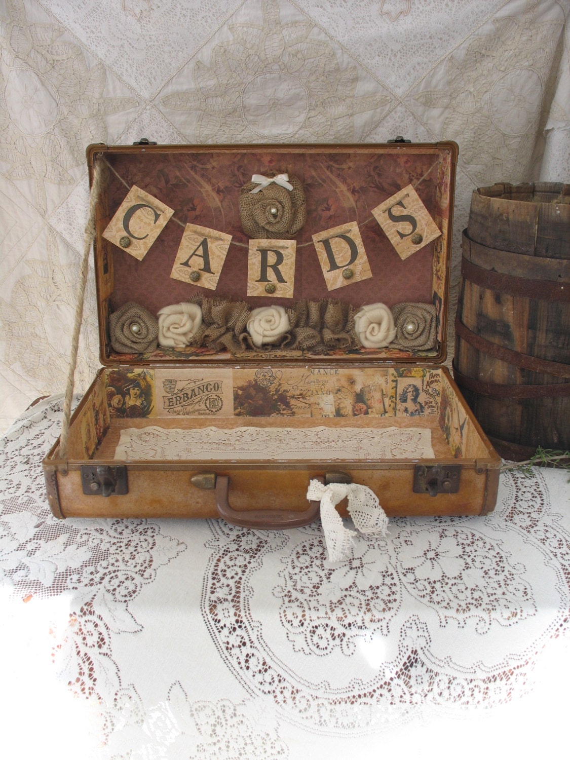 Vintage Suitcase Wedding Card Holder 1