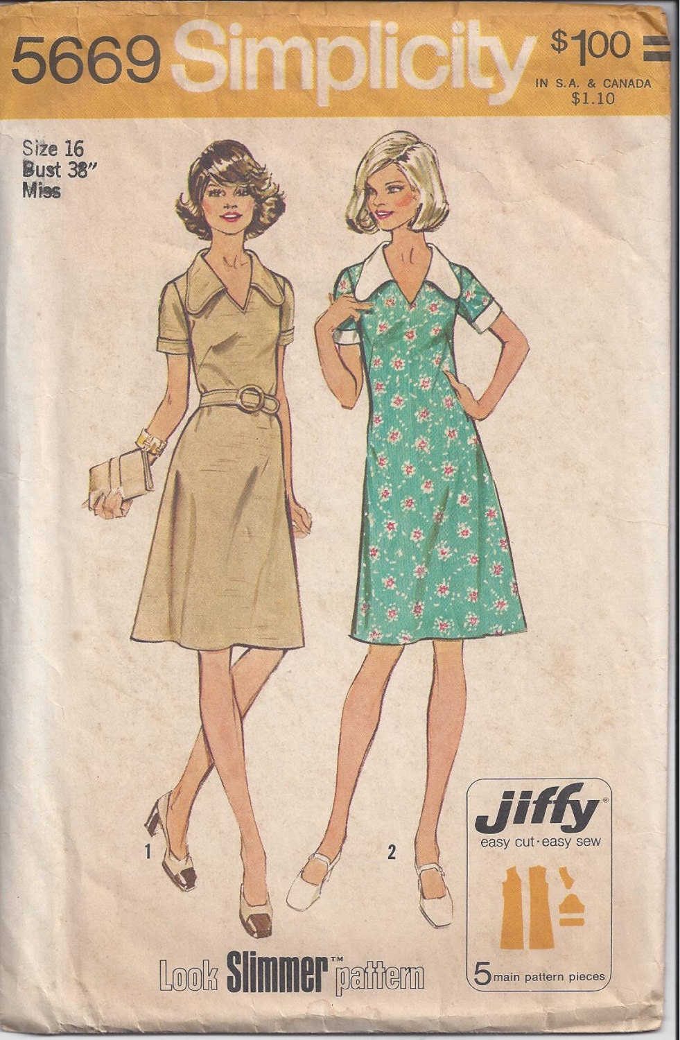 Simplicity 5669 Pattern for Misses' Jiffy Dress & Belt