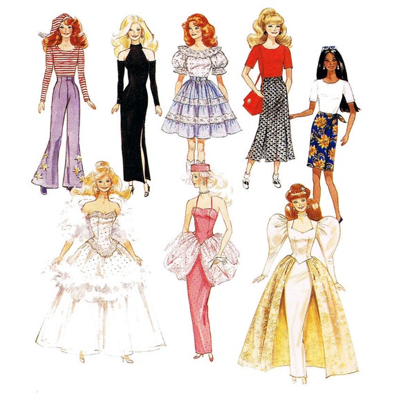 90er Jahre Barbie Kleidung Muster McCalls 874 Fashion Dolls