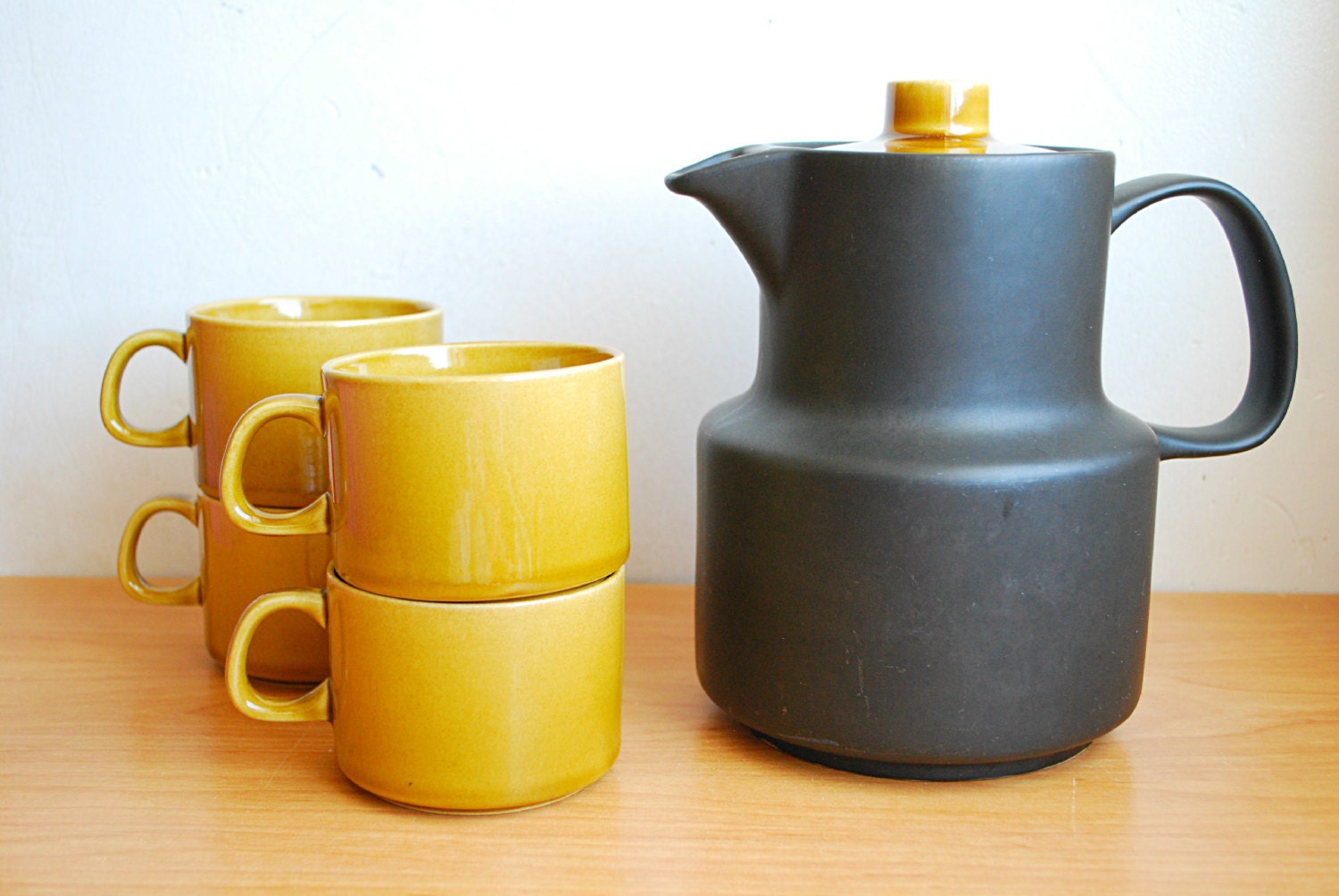 Download Vintage Melitta Germany Matte Black Coffee Pot With Four Yellowimages Mockups