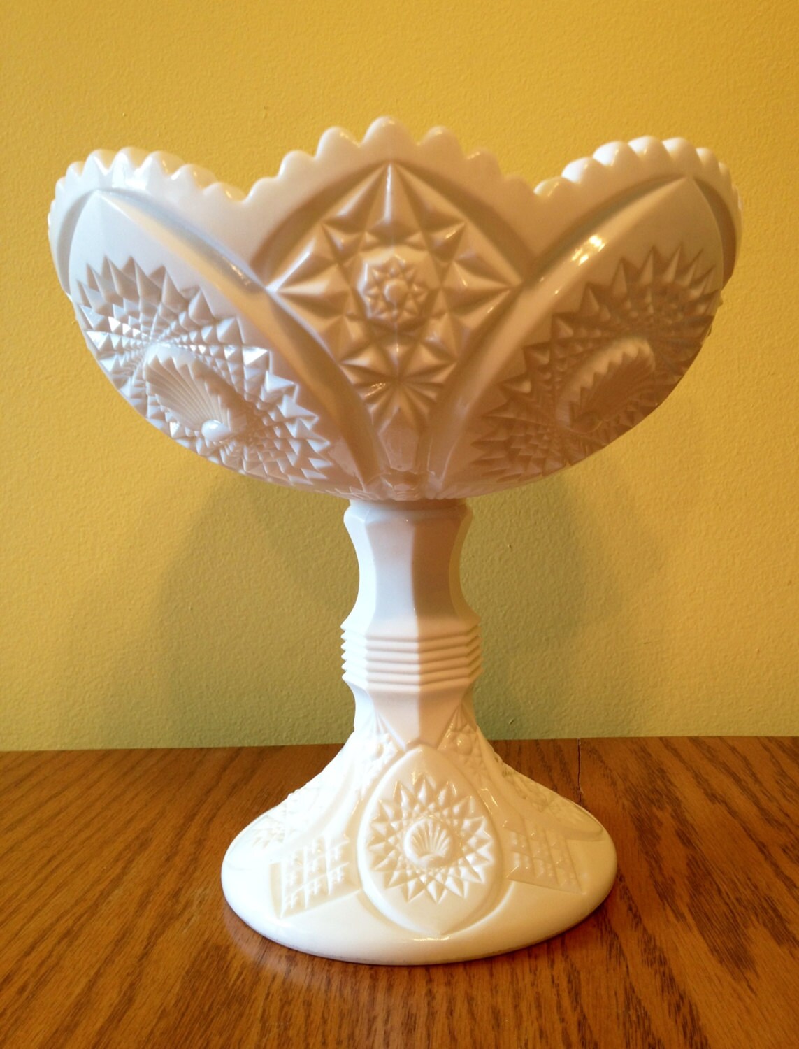 Mid Century Milk Glass Serving Bowl // Vintage White Milk