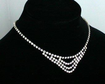 Retro Vintage Elegant Square Rhinestone Crystal Choker Necklace
