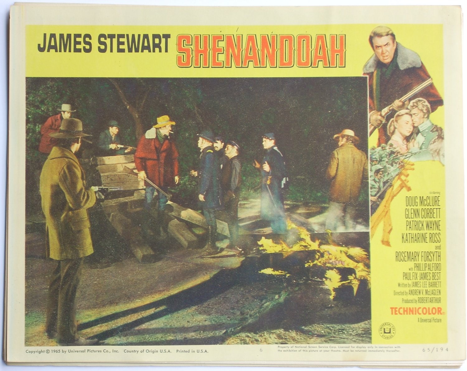 Shenandoah Lobby Card James Stewart Jimmy Stewart Movie