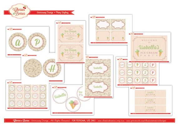 Ice Cream Party. Full Printable Collection Il_570xn