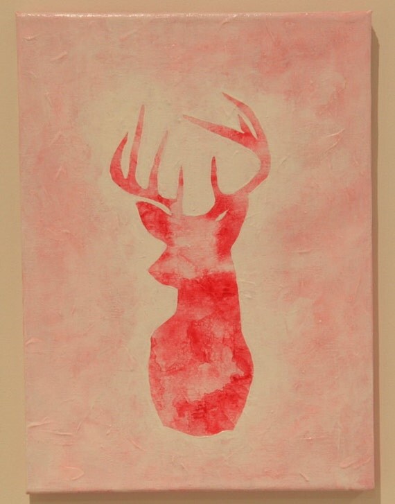 Items similar to Painting Deer Head Silhouette Acrylic Hand Painted