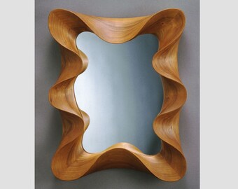Wall mirror - Cherry Taffy Mirror - a modern wall mirror in carved cherry