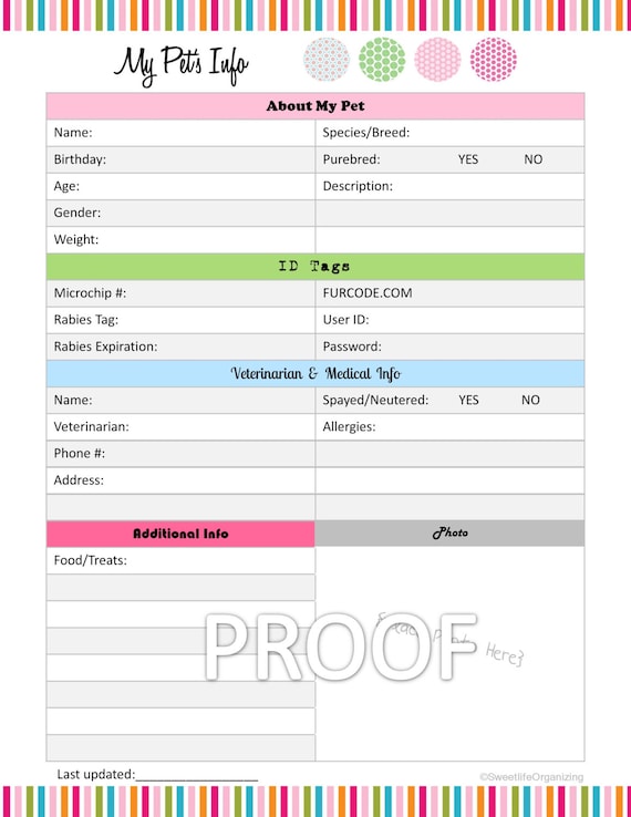 Pet Information Organizer Organizing by SweetlifeOrganizing