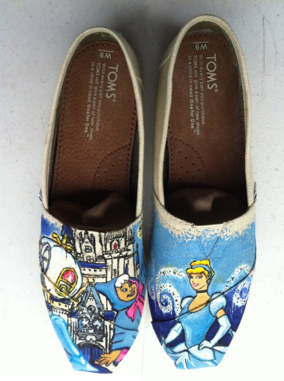 Items similar to Hand Painted Disney Cinderella Inspired TOMS Canvas ...