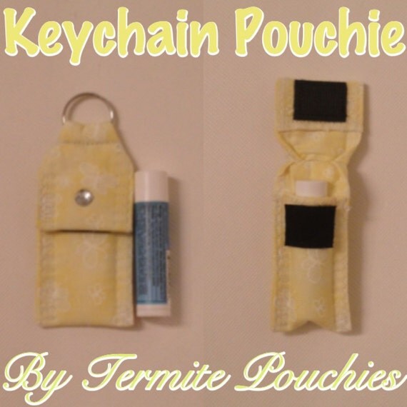 Butterfly Print Keychain Pouch/Holder for Chapstick or USB