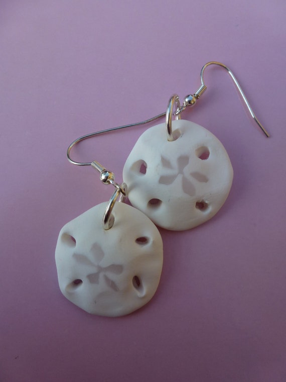 Cute Polymer Clay Sand Dollar Earrings by Incantata on Etsy