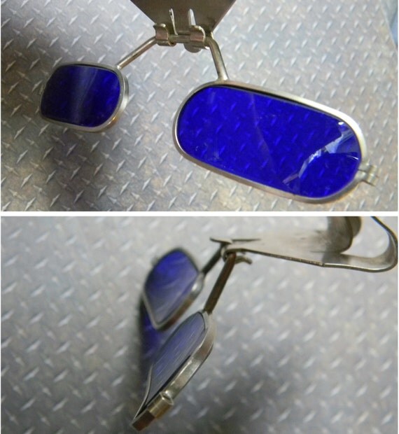 Cobalt Blue Glass ClipOn Safety Glasses Unusual Foundry Eye