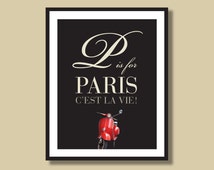 ... French Decor, C'est La Vie With Scooter, Paris Sayings, 8 x 10 or 11 x