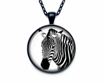 Zebra pendant Zebra necklace Zebra jewelry nature necklace