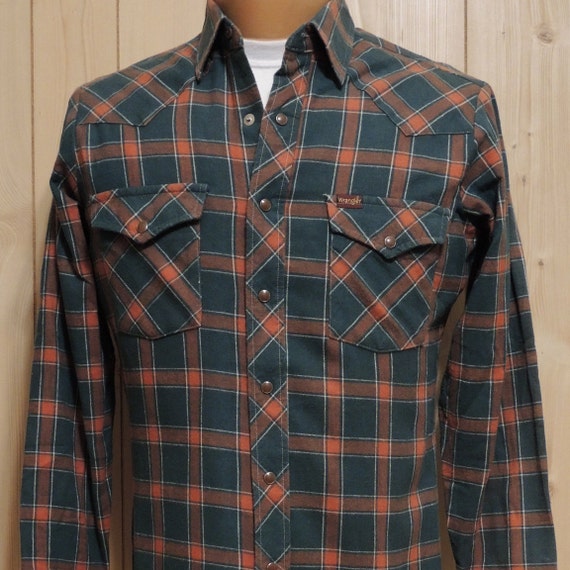Vintage Wrangler Flannel Western Shirt Plaid Men's Medium