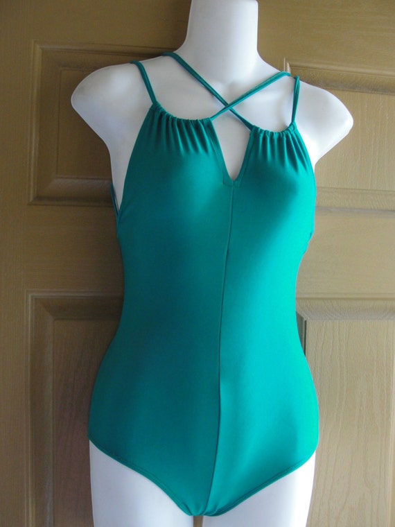 Vintage green bathing suit swim suit small medium one piece