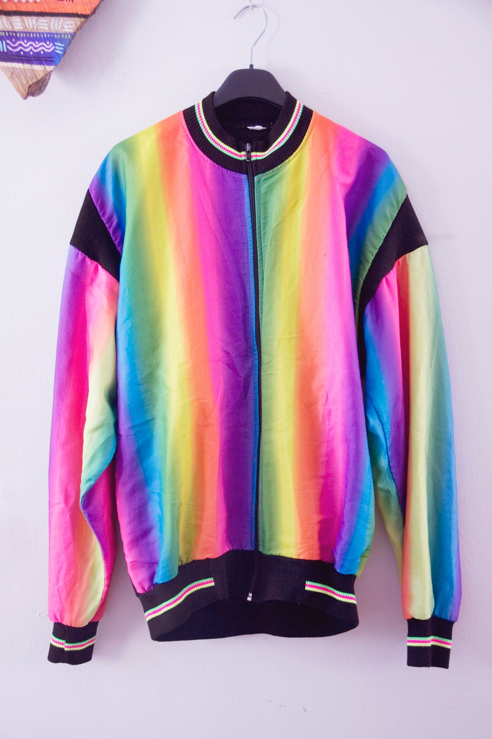 90s Vintage Rainbow Jacket Neon jacket for her/ for him
