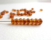 30 x 3x5mm Deep Amber Beads, Czech Glass Beads, Gemstone Donut Beads,  Rondelle Beads,  Faceted Beads GMD0022