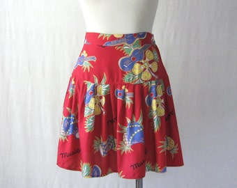 80s Mini Skirt, Hawaiian Print, Music Theme Tropical Skirt, Primary ...