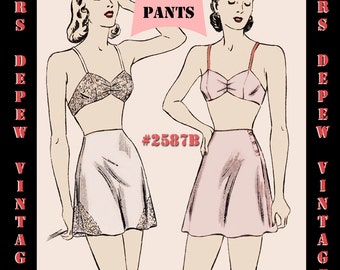 Vintage Sewing Pattern Bra and Tap Pants Digital Reproduction of 1940's Lingerie in Muliple Sizes -INSTANT DOWNLOAD-