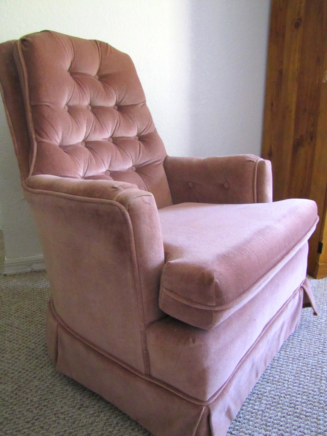 Vintage 1989 Dusty Rose Tufted swivel rocker Chairs Buy the Pair and