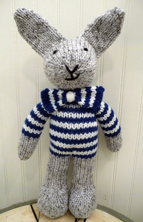 stuffed gray bunny