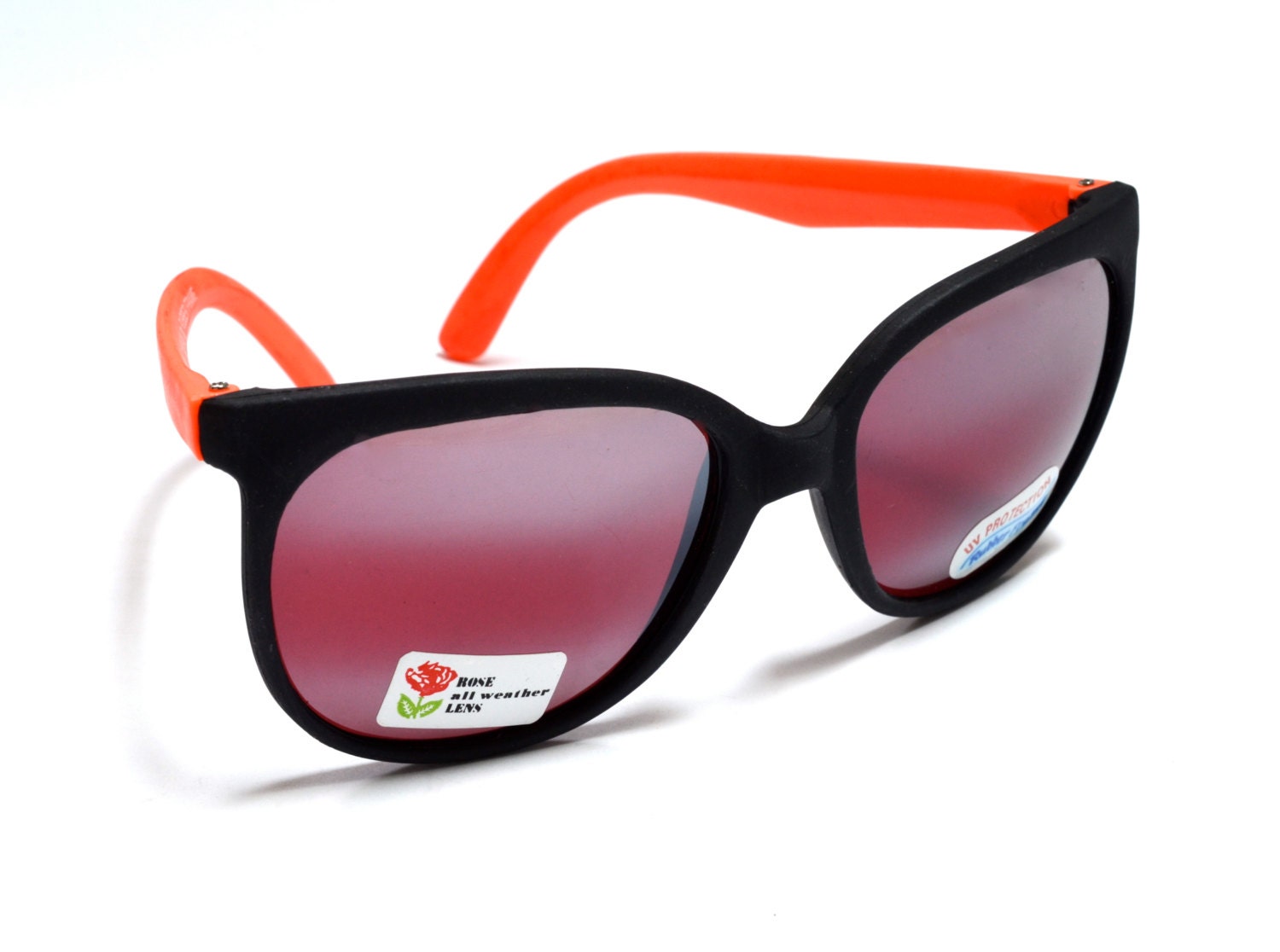 80s Deadstock NEON Mirrored Sunglasses ROSE TINTED Lenses