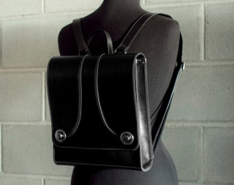 Backpack purse, black leather purse, retro satchel rucksack - the Raya