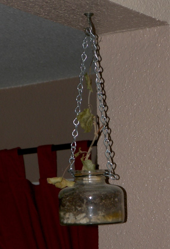 Items similar to Vintage Glass Hanging Planter on Etsy