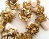 Rustic Gold Wedding Favors Wine Bottle Stoppers in Organza Favor Bags