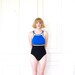 90s Color Block One Piece Swimsuit / Sporty Geometric Bathing Suit