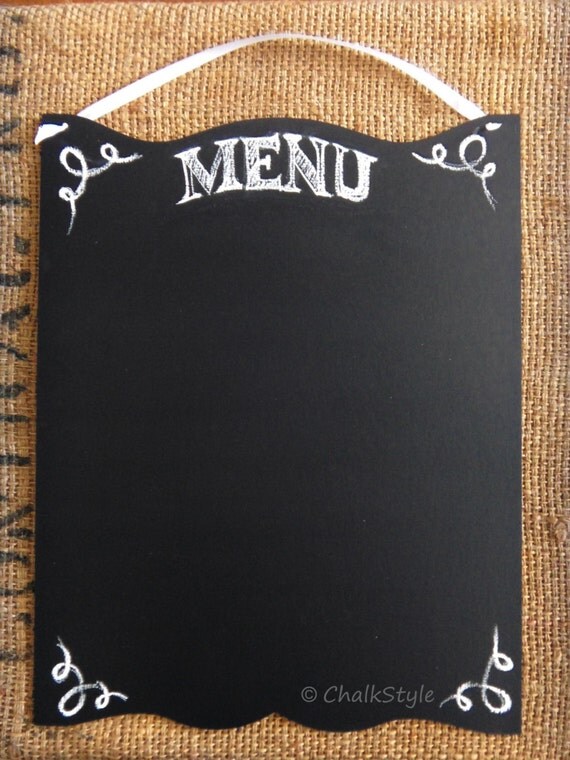 Items similar to 17.5x14" Chalkboard Menu Rustic Wedding Sign Chalk Board with White Ribbon on Etsy