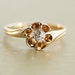 Antique Diamond Ring - 14k Yellow Gold Ring with European Cut Diamond