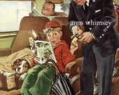 Dog Little Boy - Stowaway Dog - Train Conductor - Antique Art Print Restored - 1930s Frances Tipton Hunter Dog Little Boy - Stowaway Dog - Train Conductor - Antique Art Print Restored - 1930s Frances Tipton Hunter