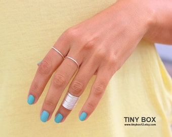 15 Silver Above Knuckle Ring - Knuckle Ring - Thin Shiny Rings - 15 Stacking Midi Ring