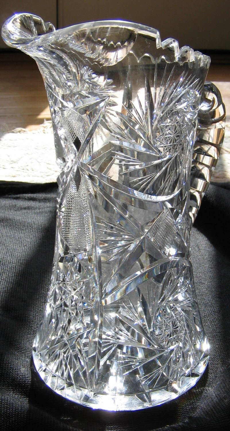 American Brilliant Cut Glass Crystal Pitcher
