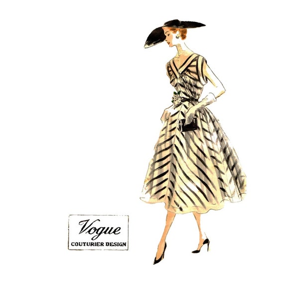 1950s Vogue Couturier Evening Dress Pattern VOGUE 687 Cocktail