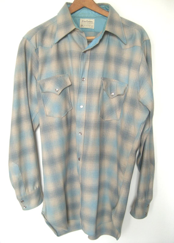 Vintage Pendleton Wool Plaid Western Shirt Men's XL by happy2find