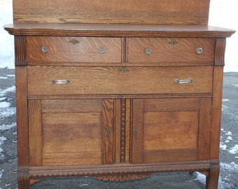 Vintage Sideboard Server Buffet Solid Oak