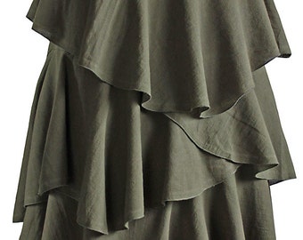Soft Rough Cotton Long Triple Layer Skirt (SNN-022-03)