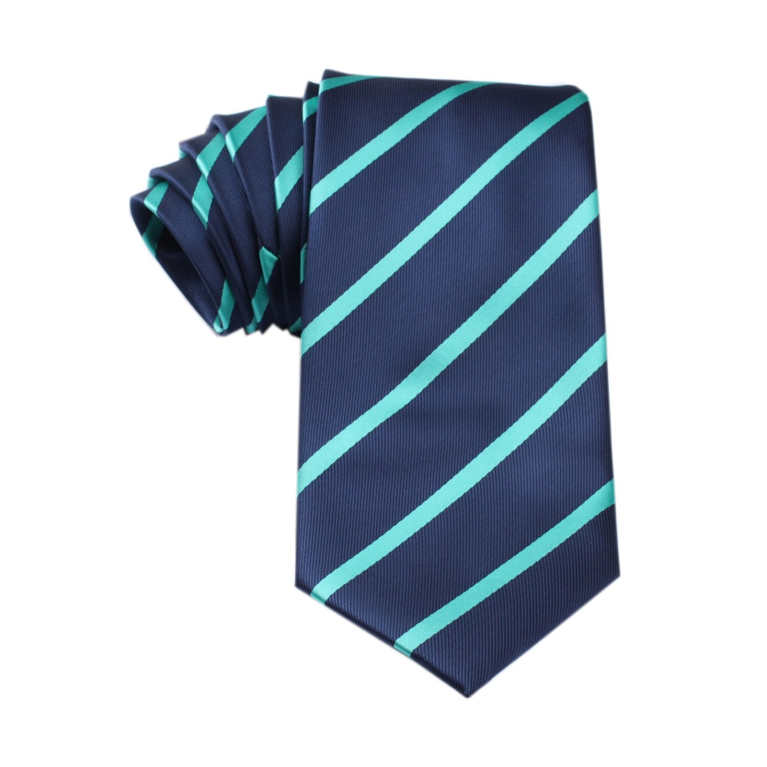 Mens Tie 8.5CM Navy Blue with Teal Stripe X457T85 Neck Ties
