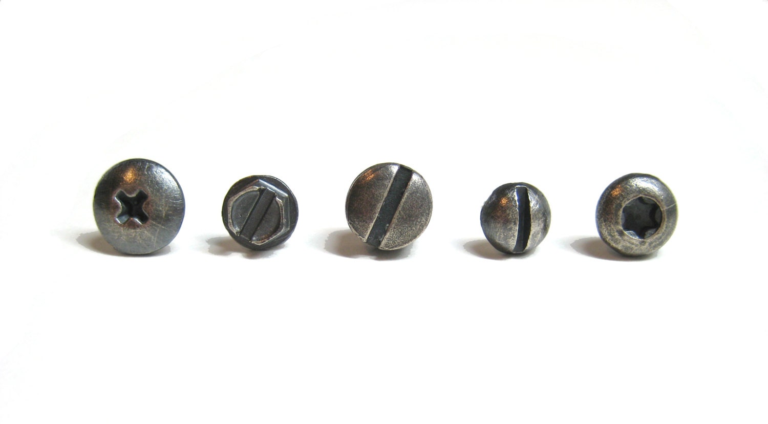 PICK TWO oxidized Silver Screw Head Stud Earrings for Men and