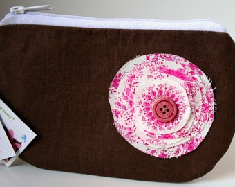 Brown Wristlet, SmartPhone Wristlet, Fabric Wristlet, IPhone Wristlet