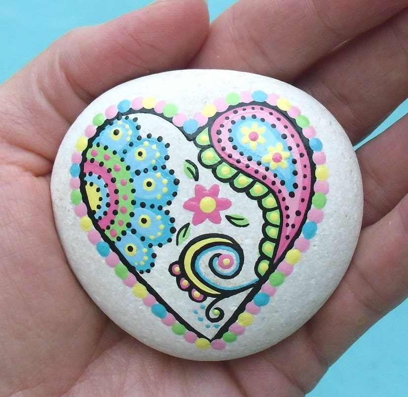 Pintados a mano abstractos corazón flor por LisaEverettDesigns